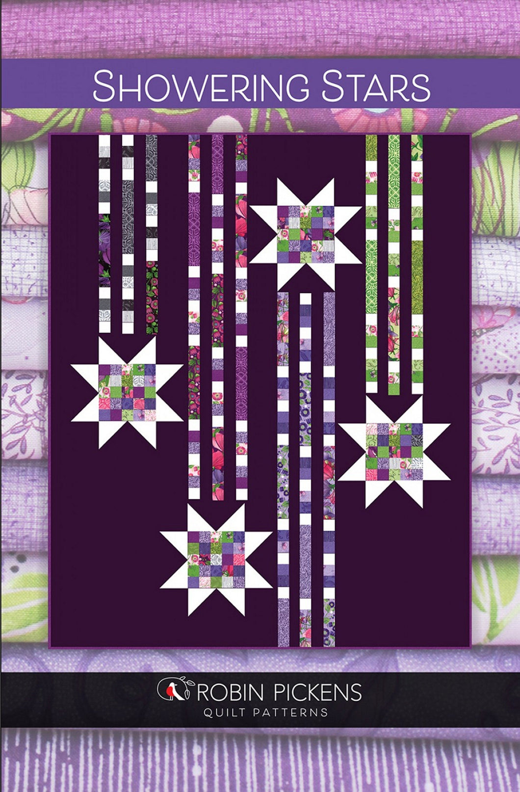 PATTERN:   Showering Stars  - Robin Pickens - RPQP-SS117 - Jelly Roll Friendly - 75