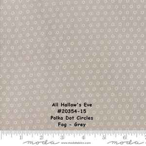 All Hallow's Eve - #20354-15 - Polka Dot Circles - Fog - Grey - ONE HALF YARD - by Fig Tree - Halloween - Small Print - Background - Neutral