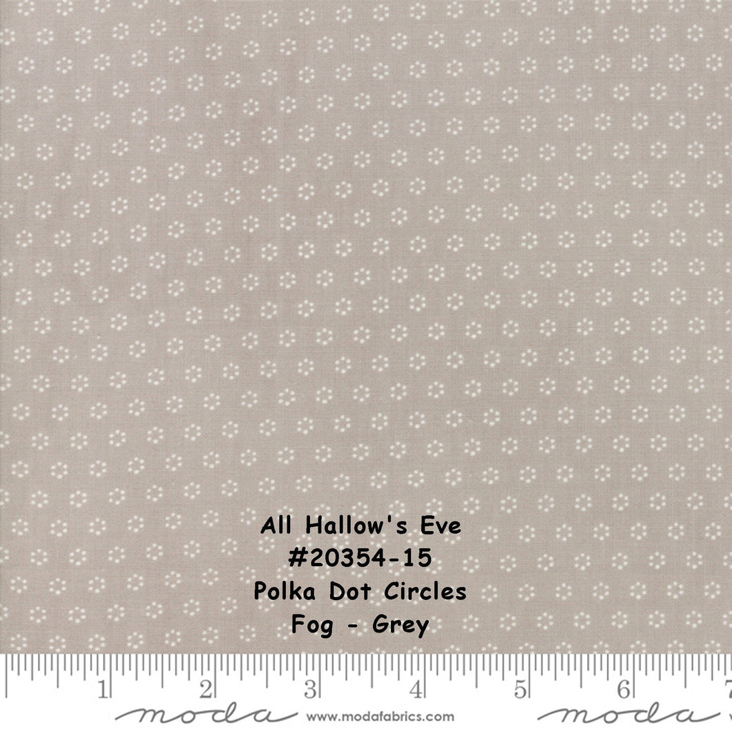 All Hallow's Eve - #20354-15 - Polka Dot Circles - Fog - Grey - ONE HALF YARD - by Fig Tree - Halloween - Small Print - Background - Neutral