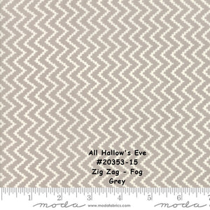 All Hallow's Eve - #20353-15 - Zigzag - Fog - Grey - ONE HALF YARD - by Fig Tree - Halloween - Chevron - Background