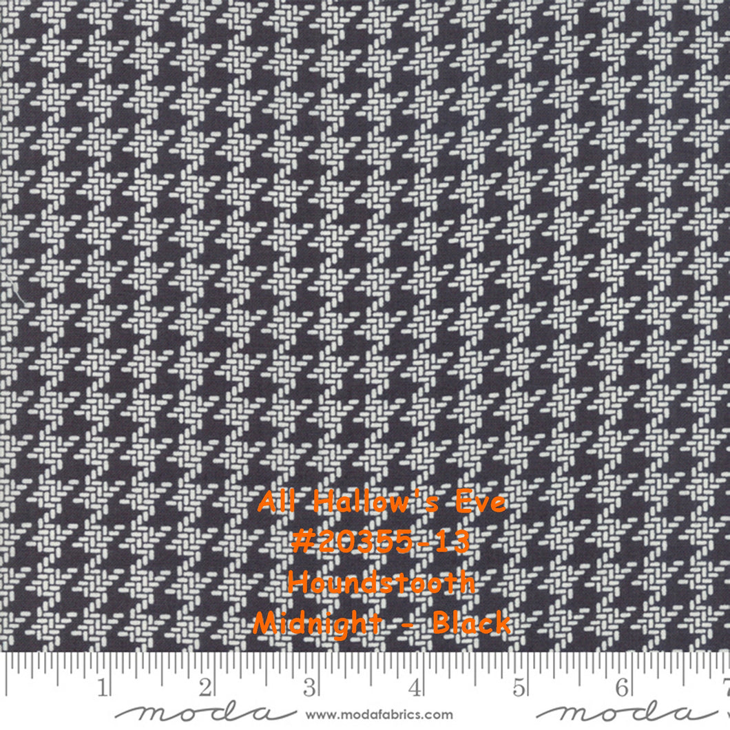 All Hallow's Eve - #20355-13 - Houndstooth - Midnight - Black - ONE HALF YARD - by Fig Tree - Halloween - Background - Neutral - Backing