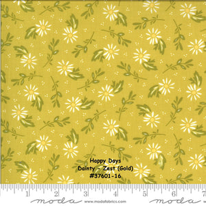 HAPPY DAYS - #37601-16 - Dainty - Zest (Golden) - by Sherri & Chelsi for Moda - Floral Prints - Spring - Summer - Navy - Coral - Ivory