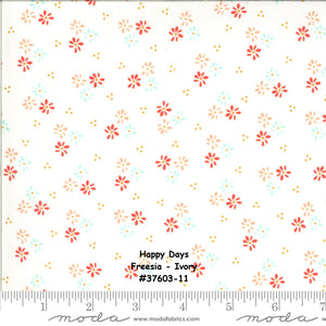 HAPPY DAYS - #37601-16 - Dainty - Zest (Golden) - by Sherri & Chelsi for Moda - Floral Prints - Spring - Summer - Navy - Coral - Ivory