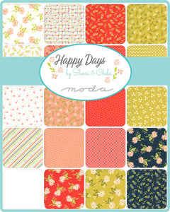HAPPY DAYS - #37601-16 - Dainty - Zest (Golden) - by Sherri & Chelsi for Moda - Floral Prints - Spring - Summer - Navy - Coral - Ivory