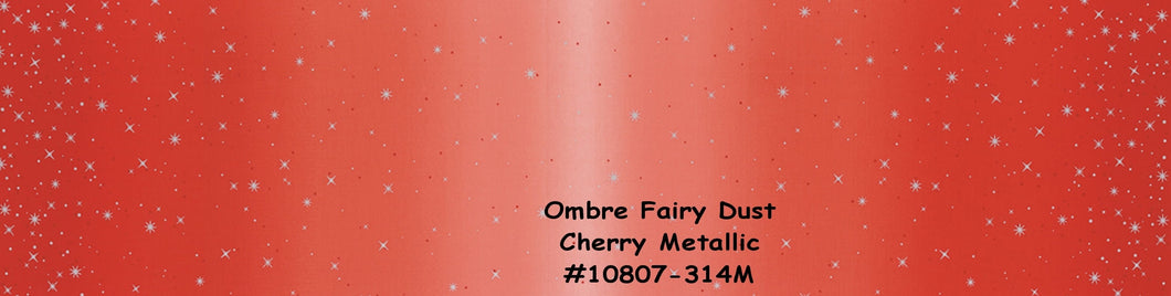 OMBRE FAIRY DUST - Cherry - #10807-314M - One Half Yard -  by V and Co. for Moda - Modern - Silver Stars & Gold - Christmas