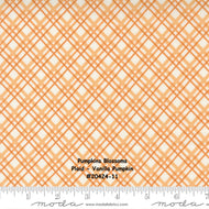 PUMPKINS and BLOSSOMS - #20424-11 - Pumpkin - Off White-Orange - Plaid Bias Check - Fig Tree - One Half Yard - Binding - Borders
