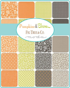 PUMPKINS and BLOSSOMS - by Fig Tree - 20420 -Fat Quarter Bundle - 38 skus- Halloween - Autumn - Orange - Black - Cream -Grey -Green