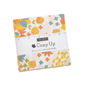 COZY UP - Charm Pack - #29120 - by Corey Yoder for Moda - Autumn - Rich Yellows, Oranges, Greens, Grays, and Teal - Checks - Floral