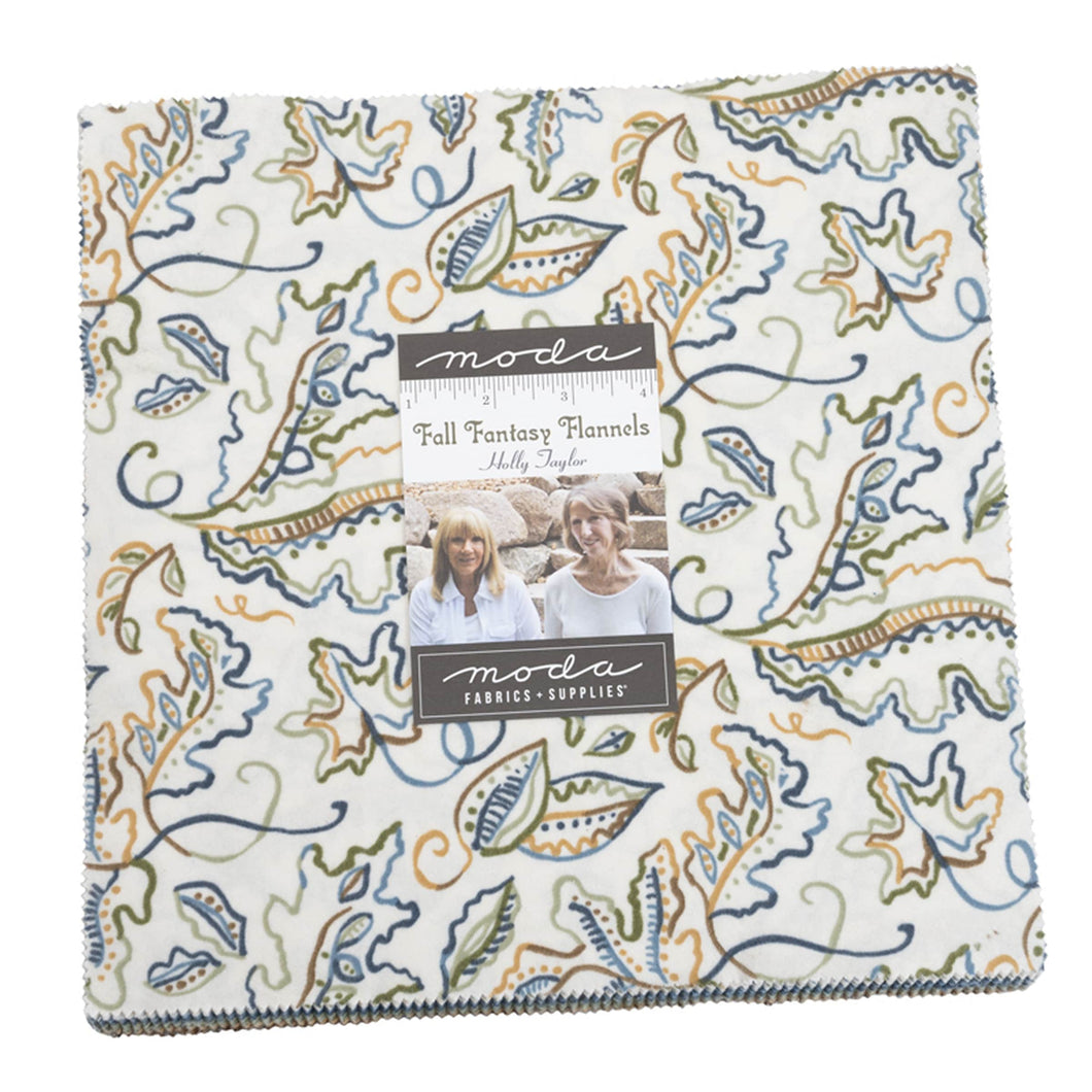Fall Fantasy Flannels - Layer Cake  - #6840 - by Holly Taylor for Moda - Ivory - Brown - Blue - Tan - Green - Golden Tan