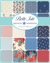 Load image into Gallery viewer, BELLE ISLE - Charm Pack - 14920 - Minick &amp; Simpson- Moda - Reproduction - Patriotic - Red-White Blue - Stars - Floral - Paisley
