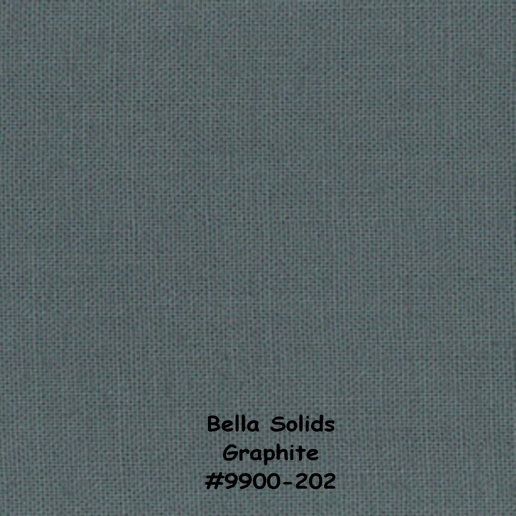 Bella Solids - GRAPHITE - 1/2 YARD - #9900-202 - Dark Gray - Solids - Modern - Blender