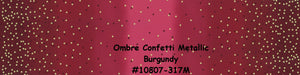 OMBRE CONFETTI METALLIC - Burgundy - #10807-317M - One Half Yard -  by V and Co. for Moda - Modern - Dark Red and Gold Metallic-Gorgeous