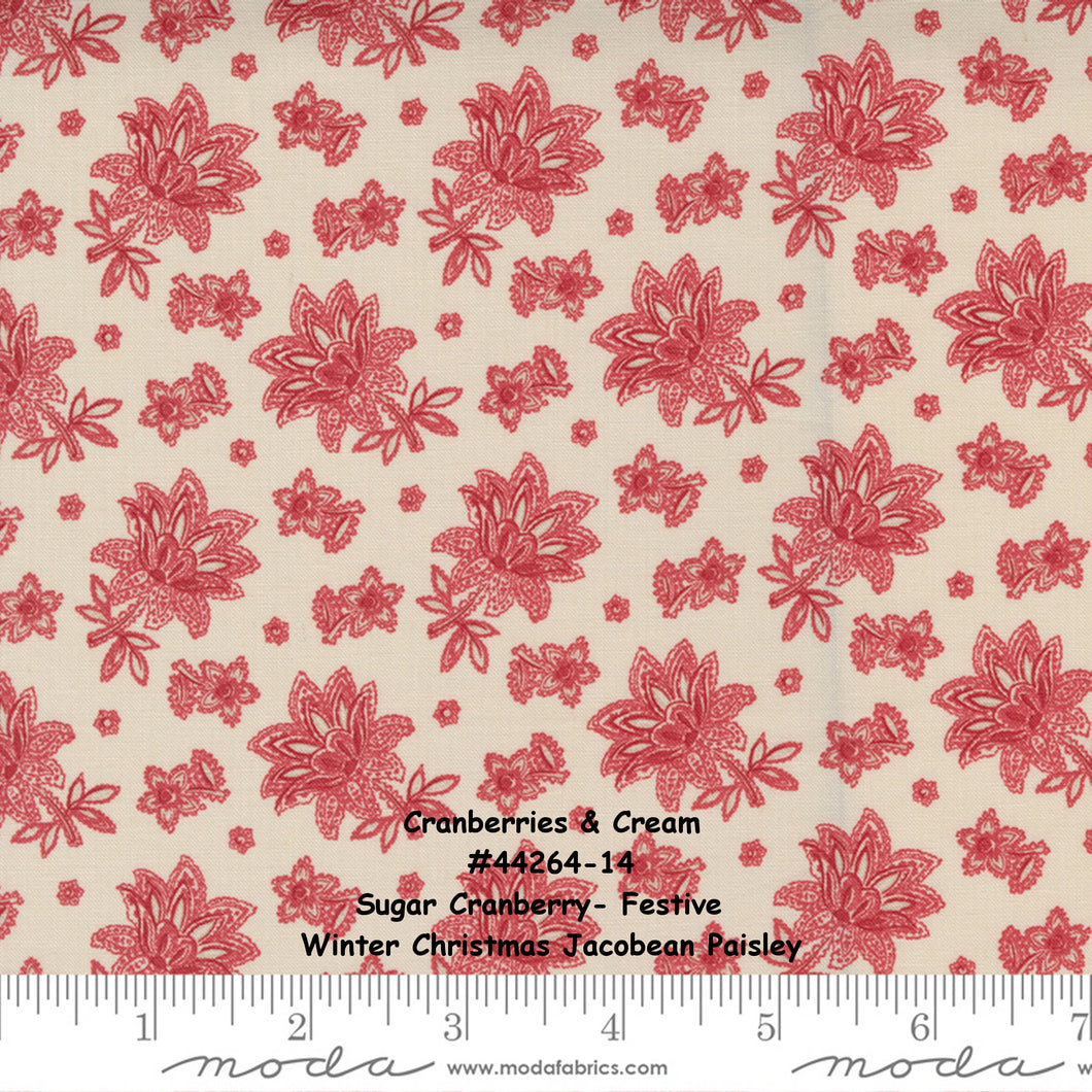 Cranberries and Cream - #44264-14 - Sugar Cranberry -Jacobean Paisley - by 3 Sisters for Moda - Classic - Red and Cream - Holiday