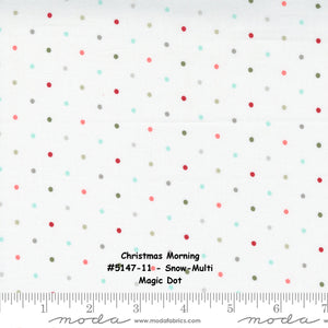 CHRISTMAS MORNING - 5148-11 - Snow - Yuletide Stripe - by Lella Boutique for Moda - Polka Dot - Christmas - Holiday - Binding
