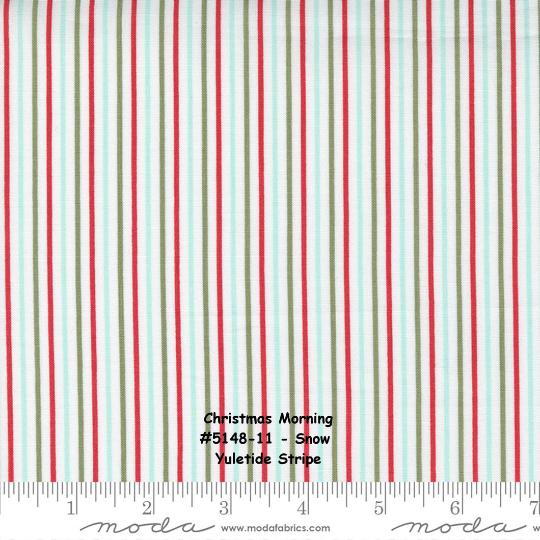 CHRISTMAS MORNING - 5148-11 - Snow - Yuletide Stripe - by Lella Boutique for Moda - Polka Dot - Christmas - Holiday - Binding