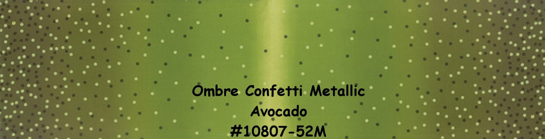 OMBRE CONFETTI METALLIC - Avocado - #10807-52M - One Half Yard -  by V and Co. for Moda - Modern - Avocado Green and Gold Metallic-Gorgeous