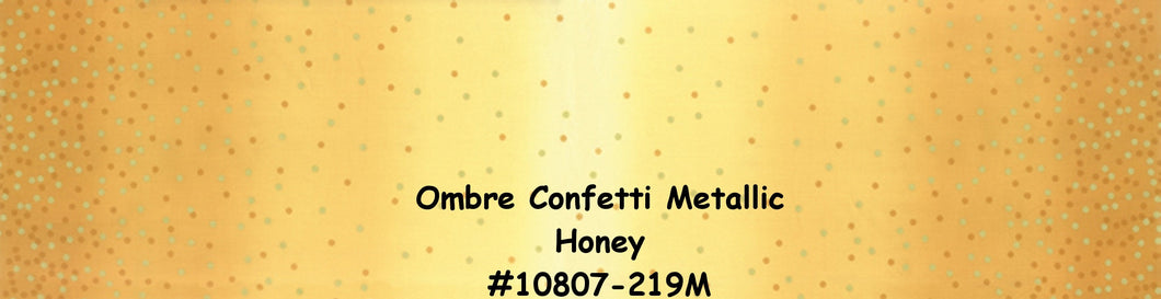 OMBRE CONFETTI METALLIC - Honey - #10807-219M - One Half Yard -  by V and Co. for Moda - Modern - Golden Yellow and Gold Metallic