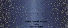 Load image into Gallery viewer, OMBRE CONFETTI METALLIC - Indigo - #10807-225M - One Half Yard -  by V and Co. for Moda - Modern - Dark Blue and Gold Metallic
