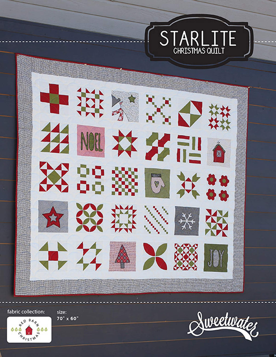 PATTERN:  Starlite Sampler Christmas Quilt - P288 - Sweetwater - Red Barn Christmas - Layer Cake Friendly - 70