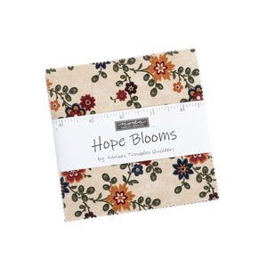 HOPE BLOOMS -Charm Pack -#9670 - by Kansas Troubles for Moda - Classic - Reproduction - Tan - Golden - Navy - Green - Red - Lt. Tan-Florals