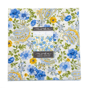 SUMMER BREEZE 2021 - Paisley/Large Floral -Ivory - 33610-11 -One Half Yard - by Moda - Classic - Blue - Yellow - Floral - Paisley - Backing
