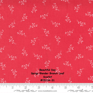 BEAUTIFUL DAY - #29134-31 - Sprigs Blender Branch Leaf - Scarlet - Red  - Coriander Quilts - Moda - One Half Yard