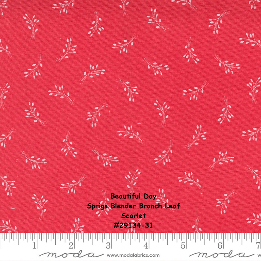 BEAUTIFUL DAY - #29134-31 - Sprigs Blender Branch Leaf - Scarlet - Red  - Coriander Quilts - Moda - One Half Yard