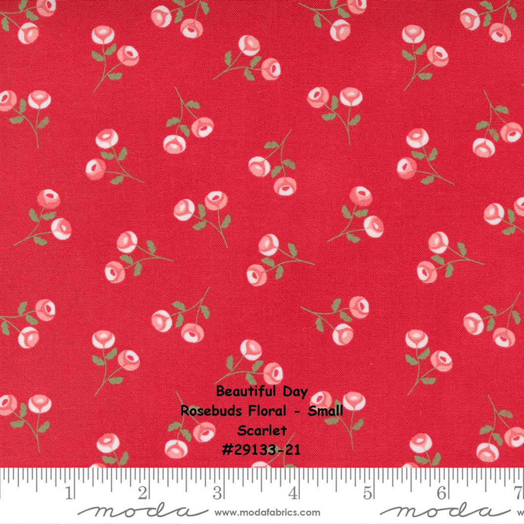 BEAUTIFUL DAY - #29133-21 - Rosebuds Floral - Small Floral Print - Scarlet - Red - Coriander Quilts - Moda - One Half Yard