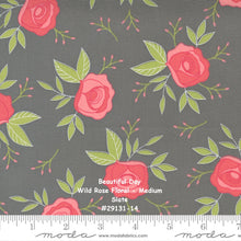 Load image into Gallery viewer, BEAUTIFUL DAY - #29131-14 - Wild Rose Floral - Medium Floral Print - Slate - Dark Grey - Coriander Quilts - Moda - One Half Yard
