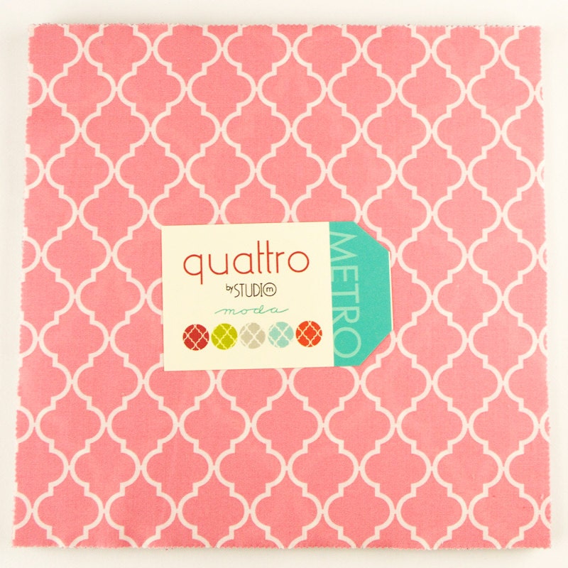 QUATTRO - Layer Cake -#32985 -  by STUDIO M for Moda - Grey - Pink - Orange - Yellow - Blue- Red- Green- Navy - Purple - Geometric - Modern