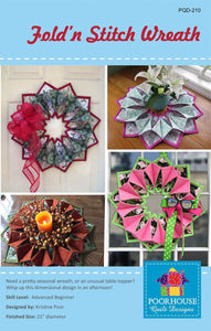 Pattern:  FOLD'N STITCH WREATH by Poor House Quilt Designs - Wreath - Table Topper - Centerpiece - Advanced Beginner - pqd-210
