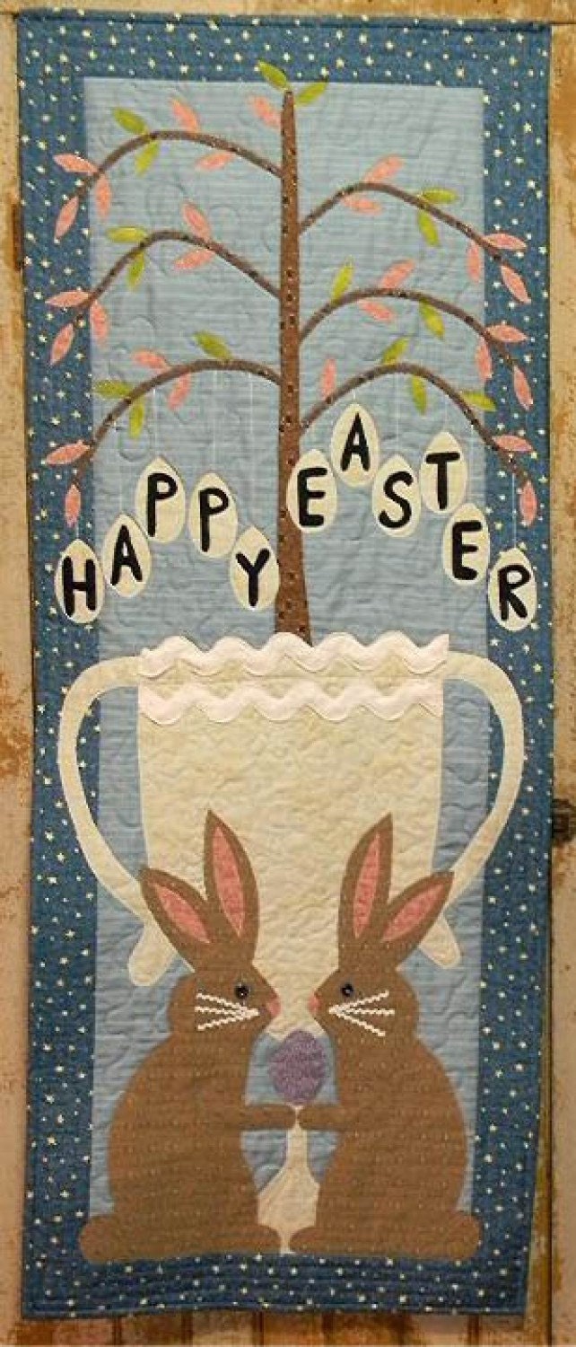 PATTERN:  Door Dressing - Wall Hanging - HAPPY EASTER - Bunnies - Eggs - by Joined at the Hip