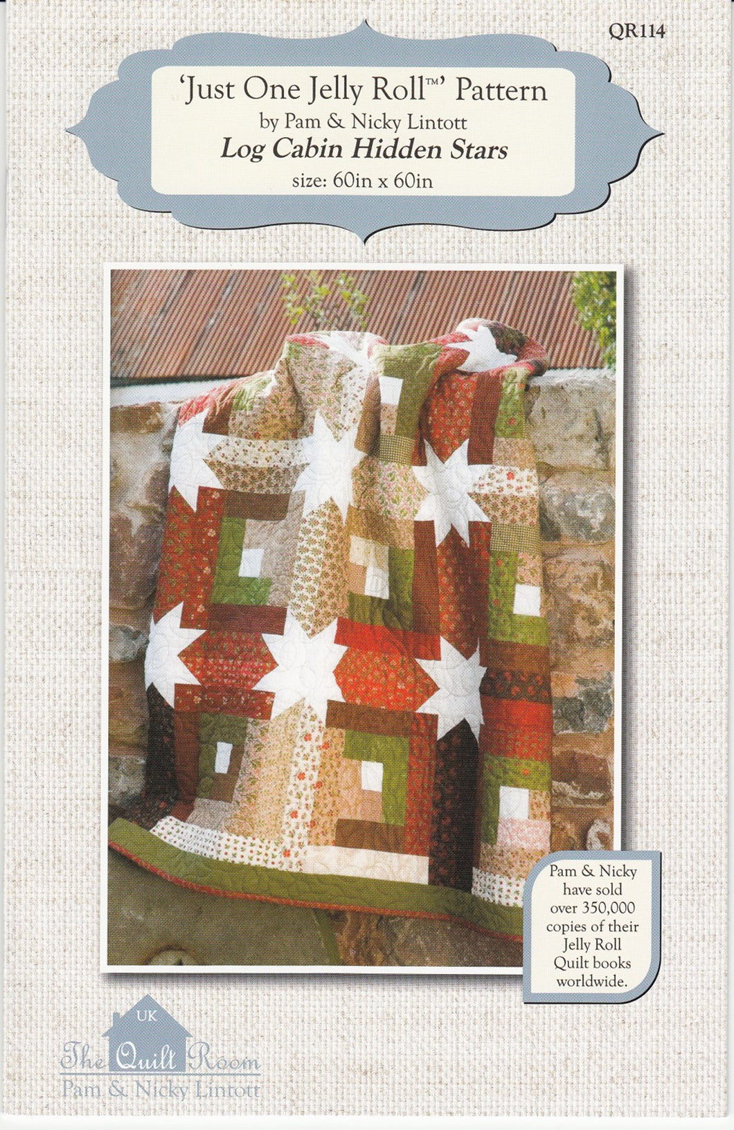 PATTERN:   Log Cabin Hidden Stars - The Quilt Room - QR114 - Jelly Roll and Scrap Friendly Pattern
