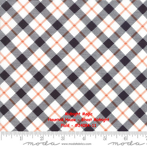 Midnight Magic - Haunted House - Plaid - Orange/Black/White - #24084-11 - ONE HALF YARD