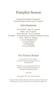 Pattern:  Pumpkin Season - The Pattern Basket - TPB1706 - Halloween