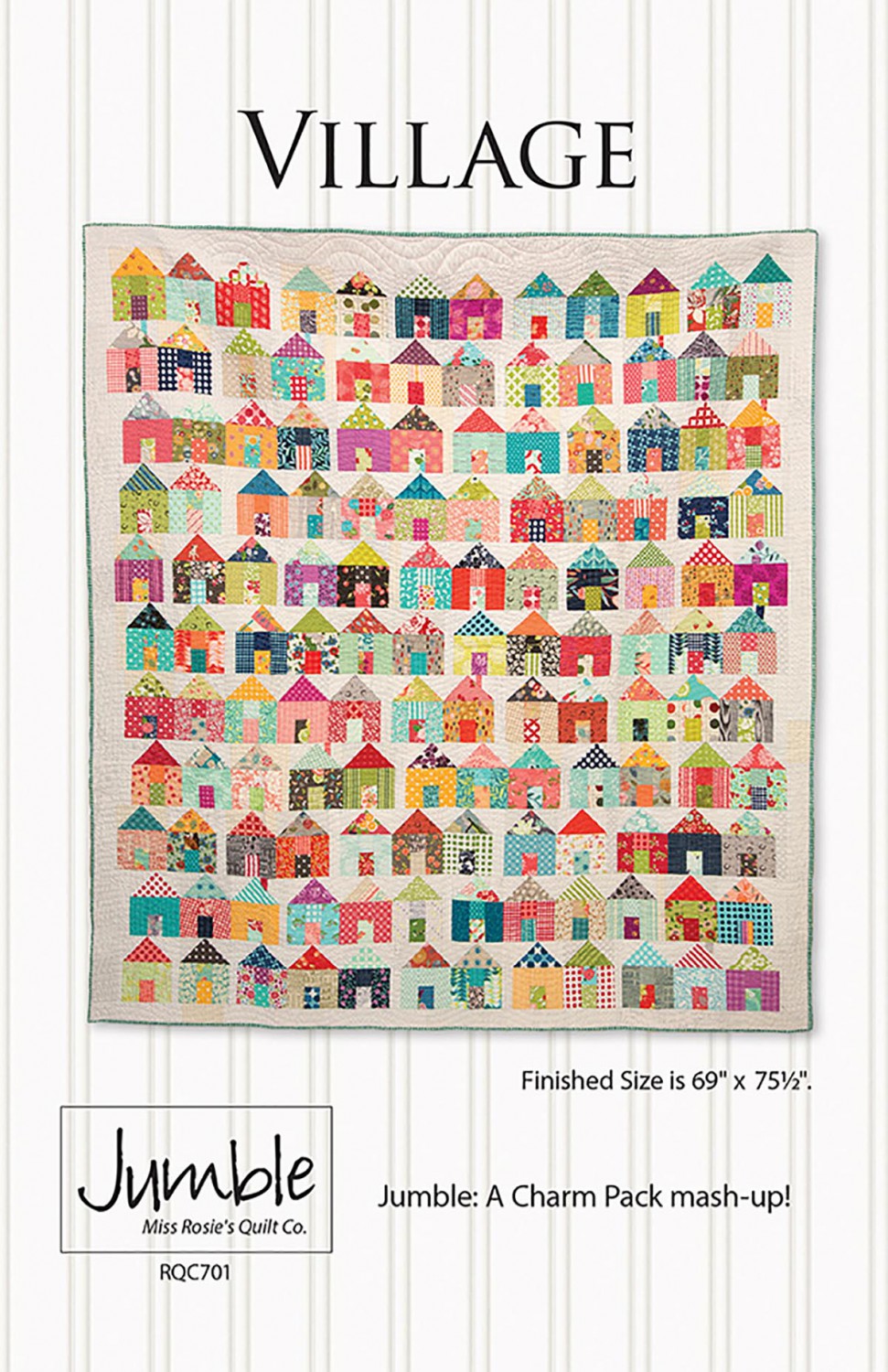 PATTERN:   Village - Miss Rosie's Quilt Co. - RQC701 -  House Quilt - Large Throw Quilt - Charm Pack Friendly Pattern